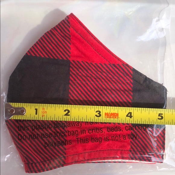 NEW Red & Black Buffalo Check Face Mask - Picture 6 of 11